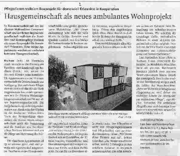 Vorschauseite 1: Hausgemeinschaft als neues ambulantes Wohnprojekt