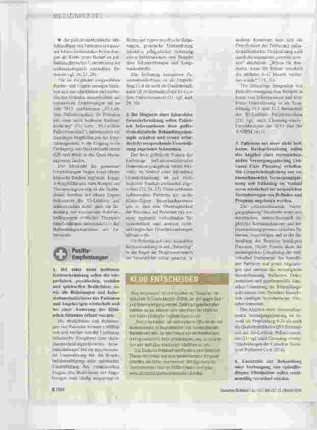 Vorschauseite 2: KLUG ENTSCHEIDEN. .. in der Palliativmedizin