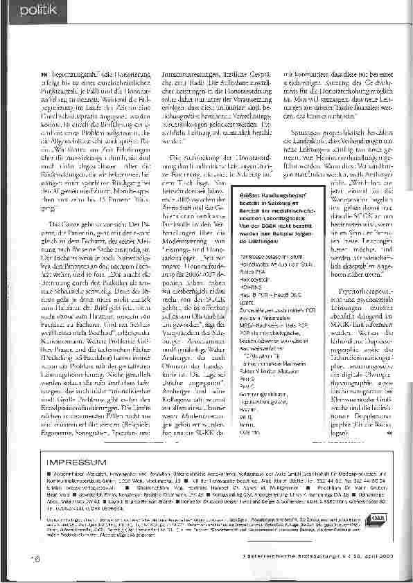 Vorschauseite 2: Limitierungen drücken, moderne Medizin kommt oft zu kurzImmer mehr arbeiten für weniger Honorar?