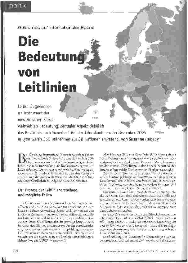 Vorschauseite 1: Guidelines auf internationaler Ebene - Die Bedeutung von Leitlinien