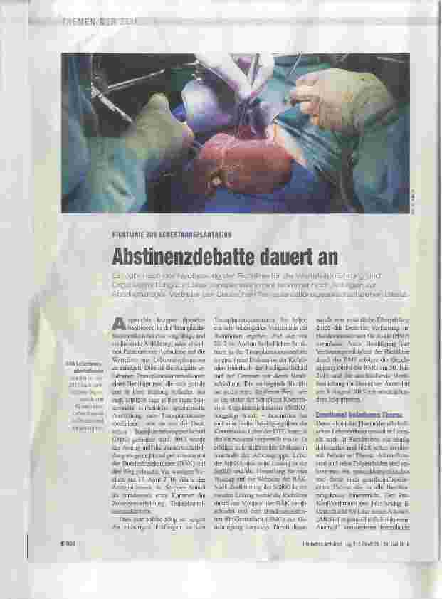 Vorschauseite 1: Abstinenzdebatte dauert an
