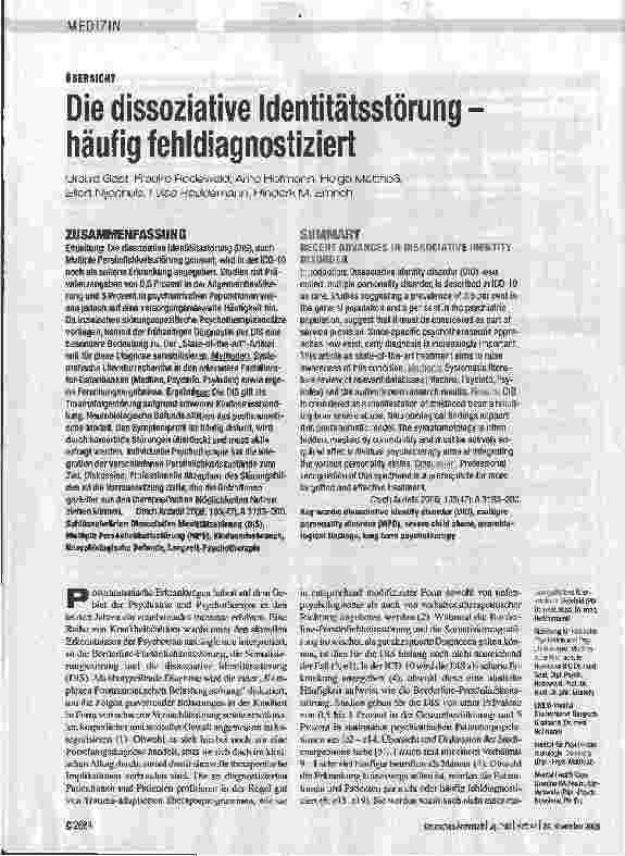 Vorschauseite 1: Die dissoziative Identitätsstörung häufig fehldiagnostiziert