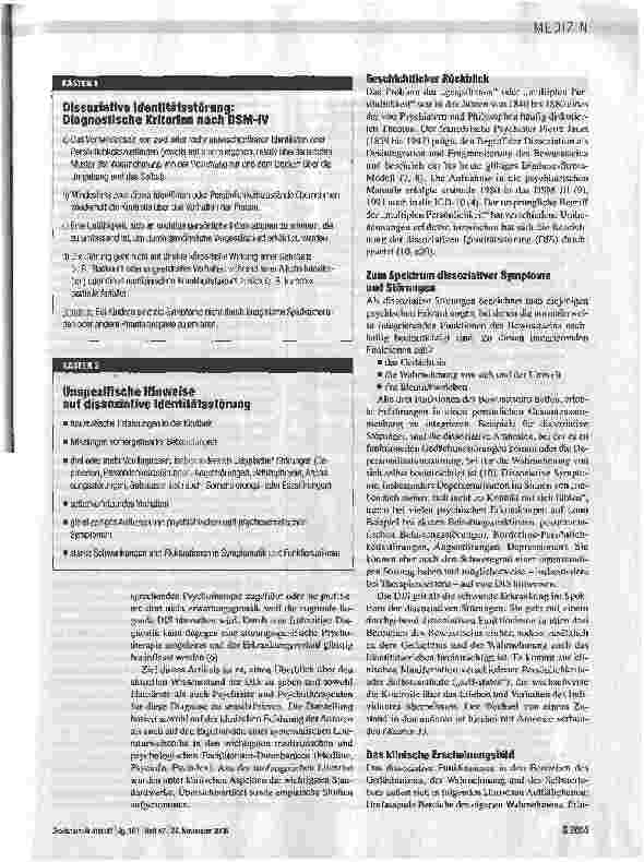 Vorschauseite 2: Die dissoziative Identitätsstörung häufig fehldiagnostiziert