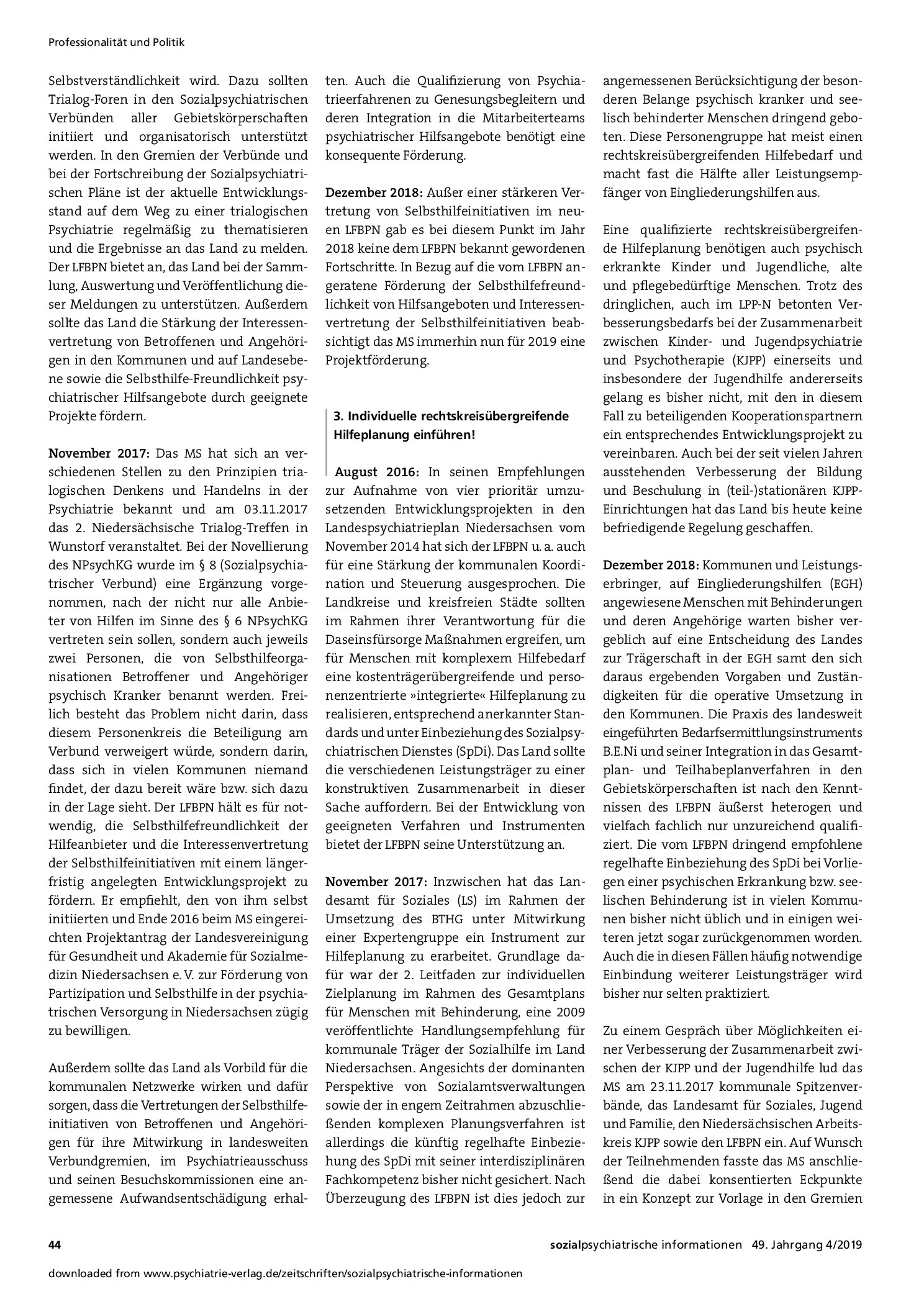 Vorschauseite 3: Wie ernst nimmt die Politik die Psychiatriereform? Ein fachliches Controlling zur Umsetzung des Landespsychiatrieplans Niedersachsen