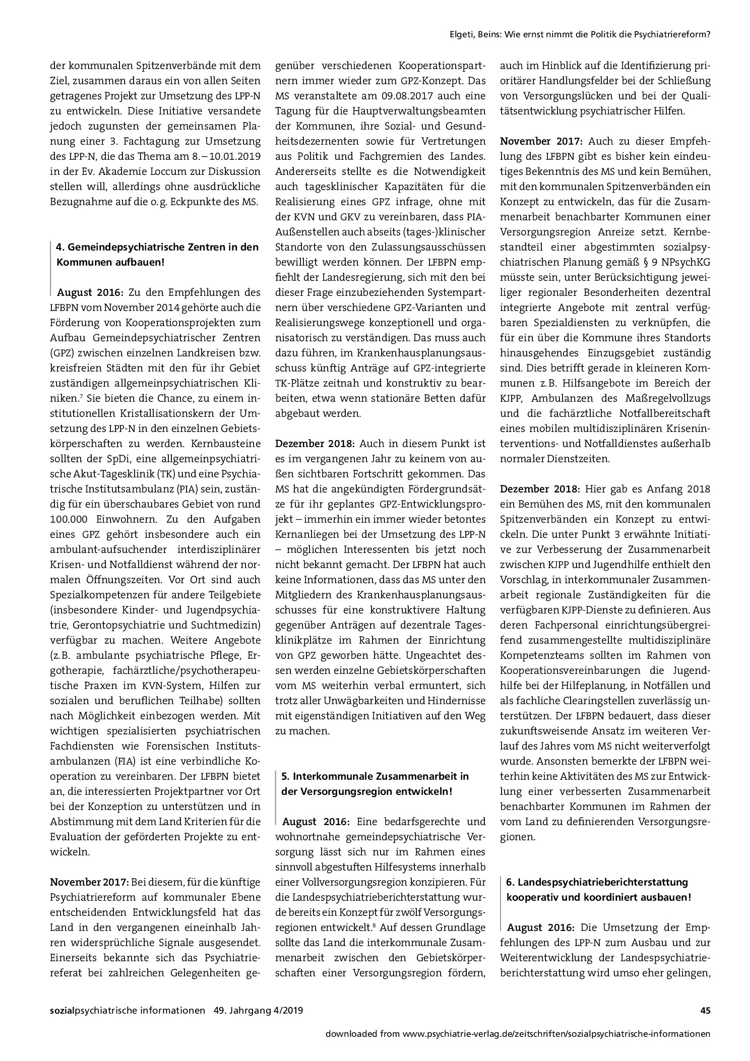 Vorschauseite 4: Wie ernst nimmt die Politik die Psychiatriereform? Ein fachliches Controlling zur Umsetzung des Landespsychiatrieplans Niedersachsen