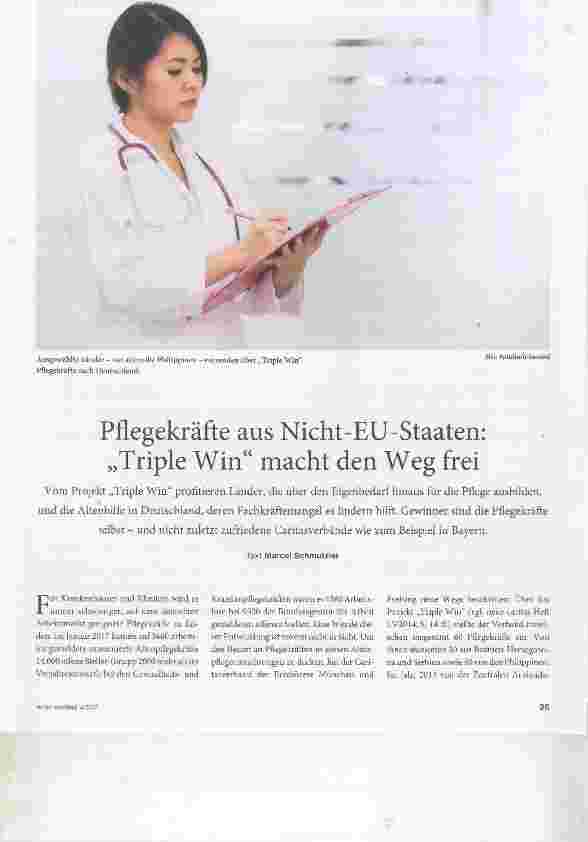 Vorschauseite 1: Pflegekräfte aus Nicht-EU-Staaten: Triple Win macht den Weg frei