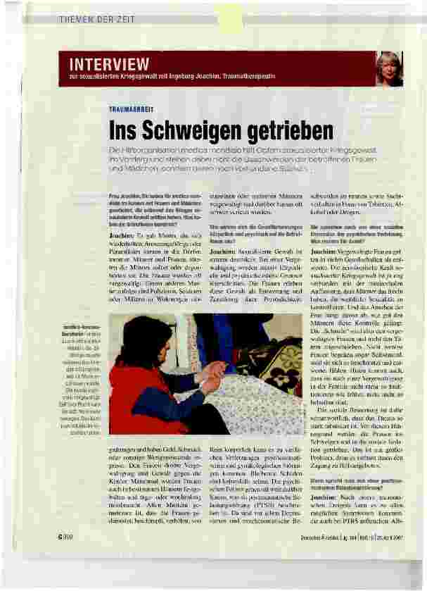 Vorschauseite 1: TRAUMAARBEIT - Ins Schweigen getrieben