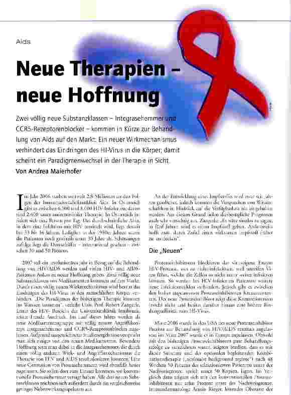 Vorschauseite 1: Aids - Neue Therapien neue Hoffnung