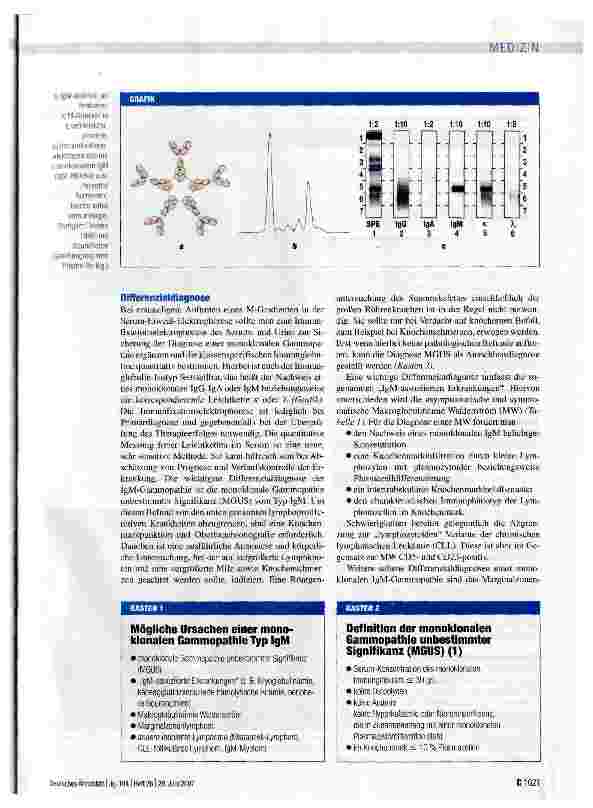 Vorschauseite 2: IgM-Gammopathie -Differenzialdiagnose, Klinik und Therapie