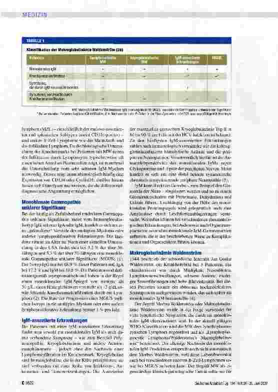 Vorschauseite 3: IgM-Gammopathie -Differenzialdiagnose, Klinik und Therapie