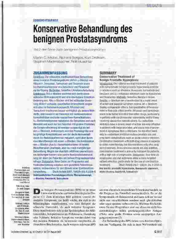 Vorschauseite 1: Konservative Behandlung des benignen Prostatasyndroms