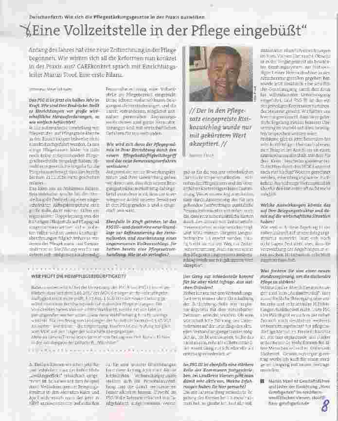 Vorschauseite 1: Eine Vollzeitstelle in der Pflege eingebüßt