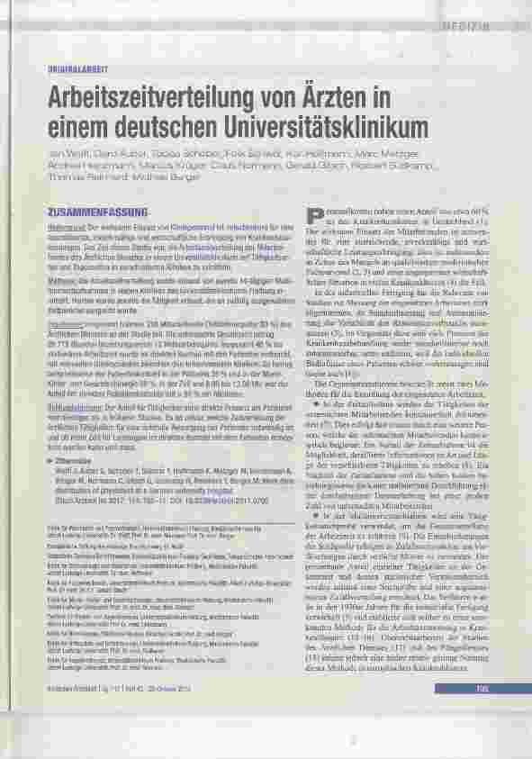 Vorschauseite 1: Arbeitszeitverteilung von Ärzten in einem deutschen Universitätsklinikum