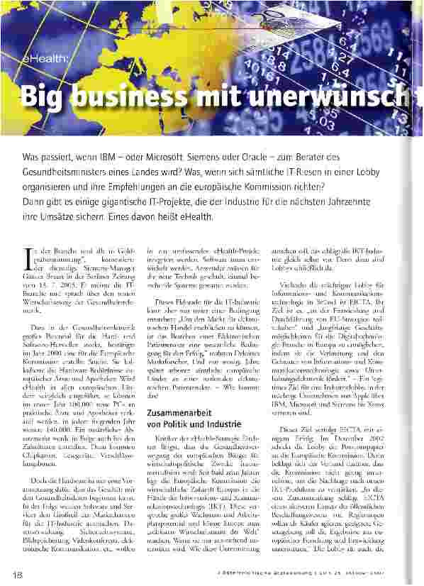Vorschauseite 1: Big business mit unerwünschten Nebenwirkungen