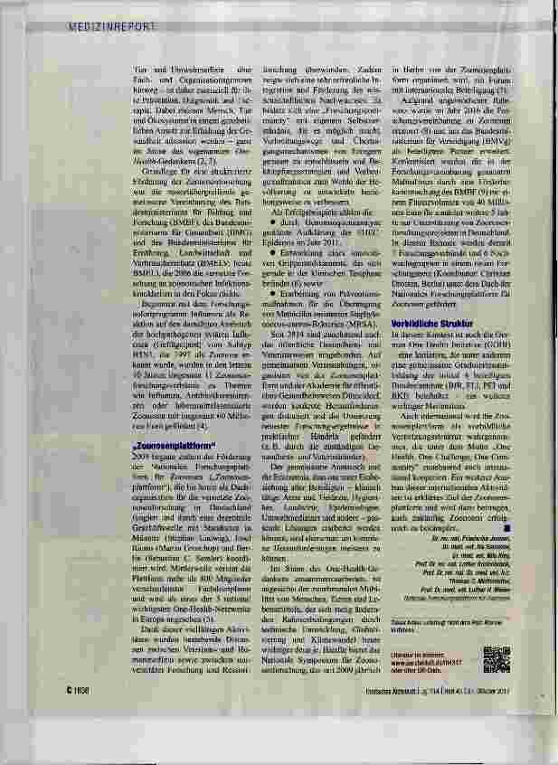 Vorschauseite 2: Die Gesundheit von Menschen und Tieren ist untrennbar verknüpft
