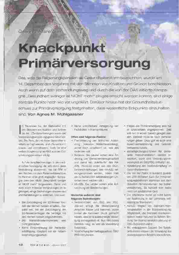 Vorschauseite 1: Knackpunkt Primärversorgung