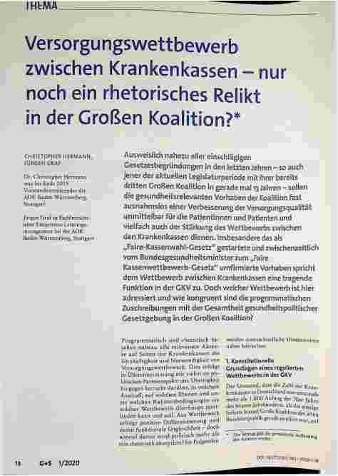 Vorschauseite 1: Versorgungswettbewerb zwischen Krankenkassen - nur noch ein rhetorisches Relikt in der Großen Koalition?