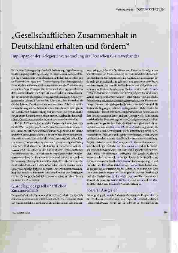 Vorschauseite 1: Gesellschaftlichen Zusammenhalt in Deutschland erhalten und fördern
