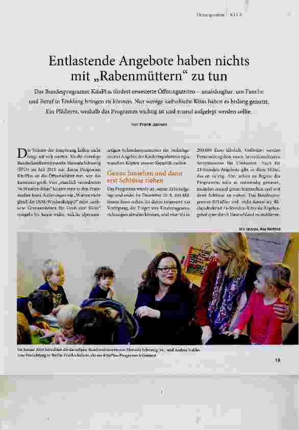 Vorschauseite 1: Entlastende Angebote haben nichts mit „Rabenmüttern“ zu tun