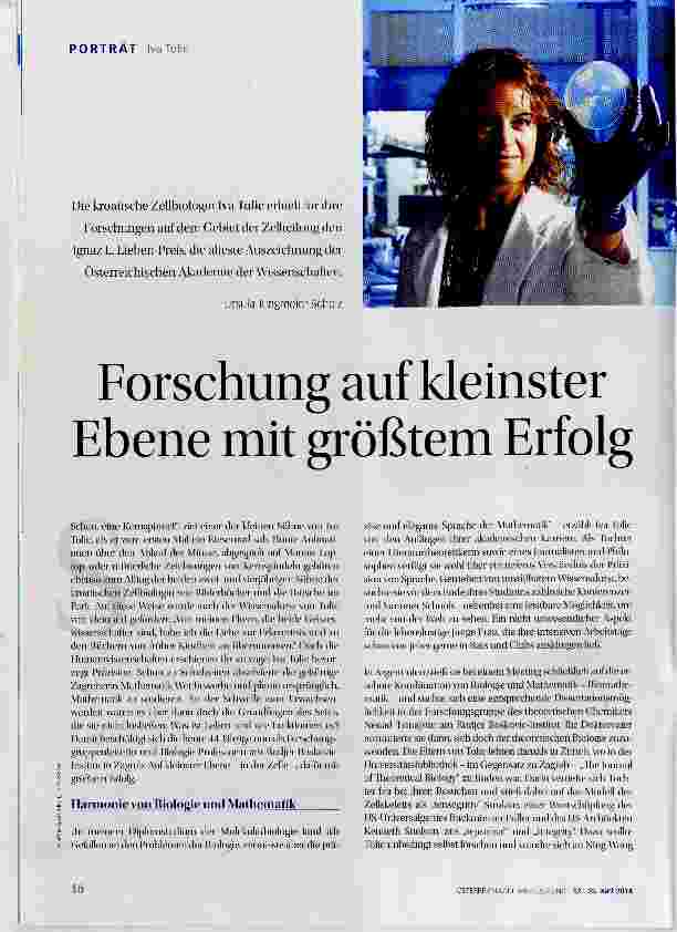 Vorschauseite 1: Forschung auf kleinster Ebene mit größtem Erfolg