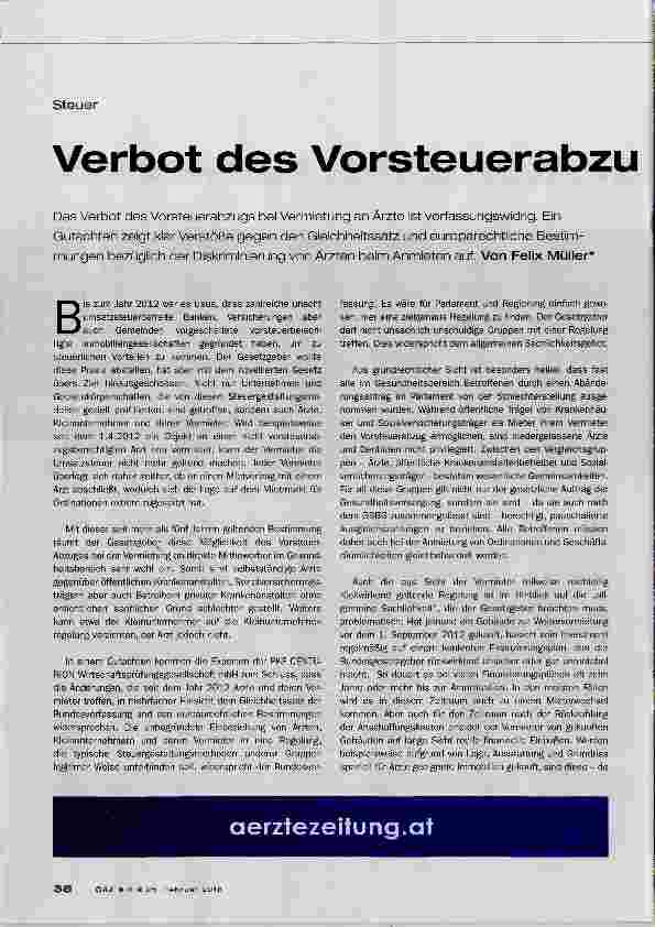 Vorschauseite 1: Verbot des Vorsteuerabzugs: verfassungswidrig