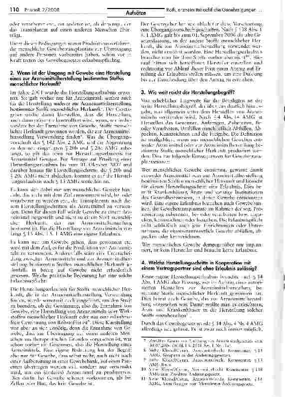 Vorschauseite 3: Beschränkungen beim Umgang mit menschlichem Gewebe durch arzneimittelrechtliche Genehmigungen