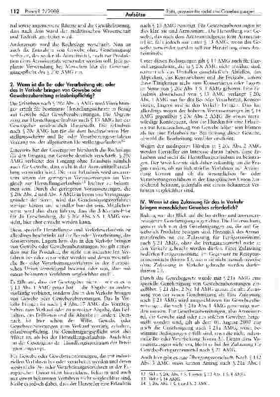Vorschauseite 5: Beschränkungen beim Umgang mit menschlichem Gewebe durch arzneimittelrechtliche Genehmigungen