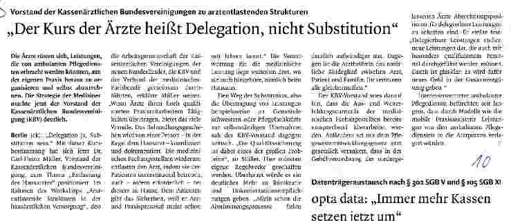 Vorschauseite 1: Der Kurs der Ärzte heißt Delegation, nicht Substitution