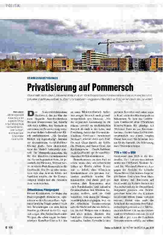 Vorschauseite 1: Privatisierung auf Pommersch