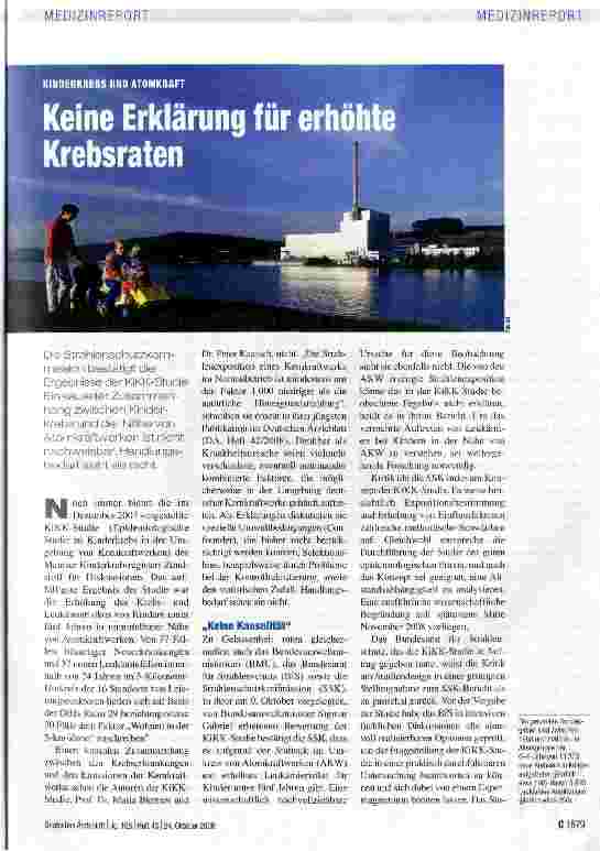 Vorschauseite 1: Keine Erklärung für erhöhte Krebsrate