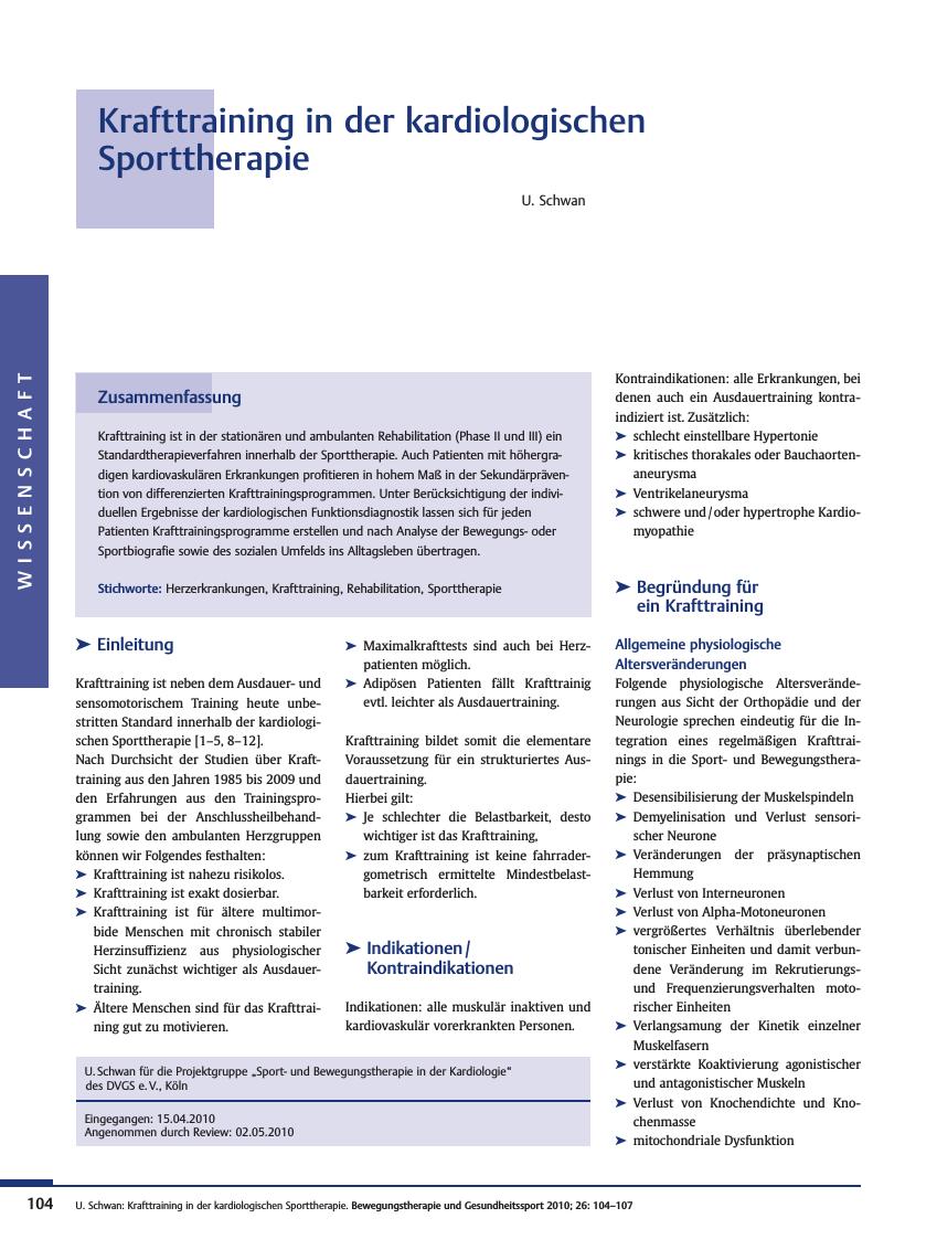 Vorschauseite 1: Krafttraining in der kardiologischen Sporttherapie