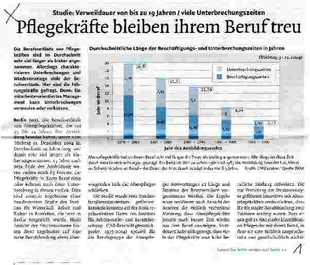 Vorschauseite 1: Pflegekräfte bleiben ihrem Beruf treu
