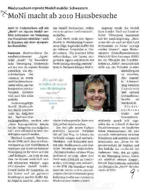 Vorschauseite 1: Moni macht ab 2010 Hausbesuche