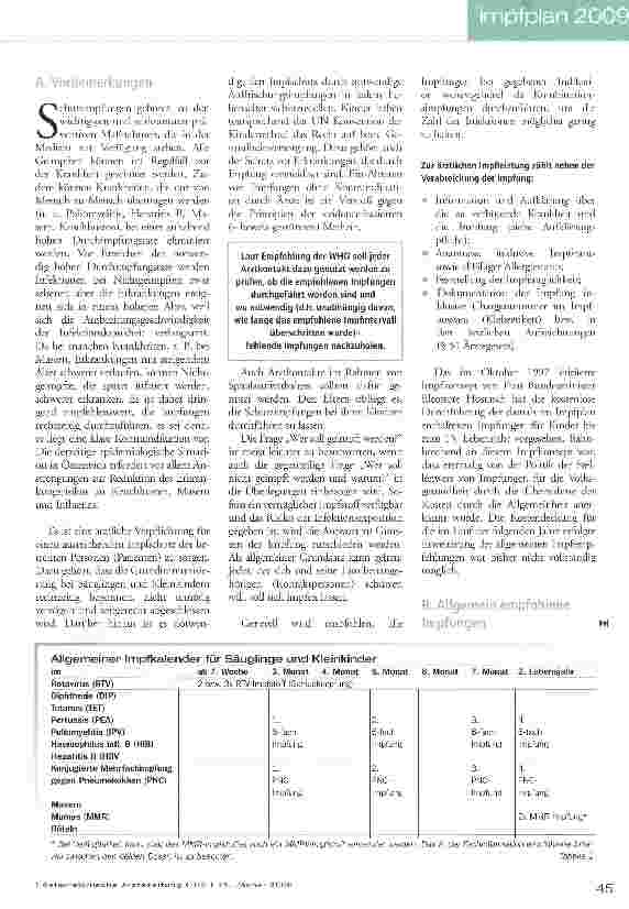 Vorschauseite 2: Impfplan 2009