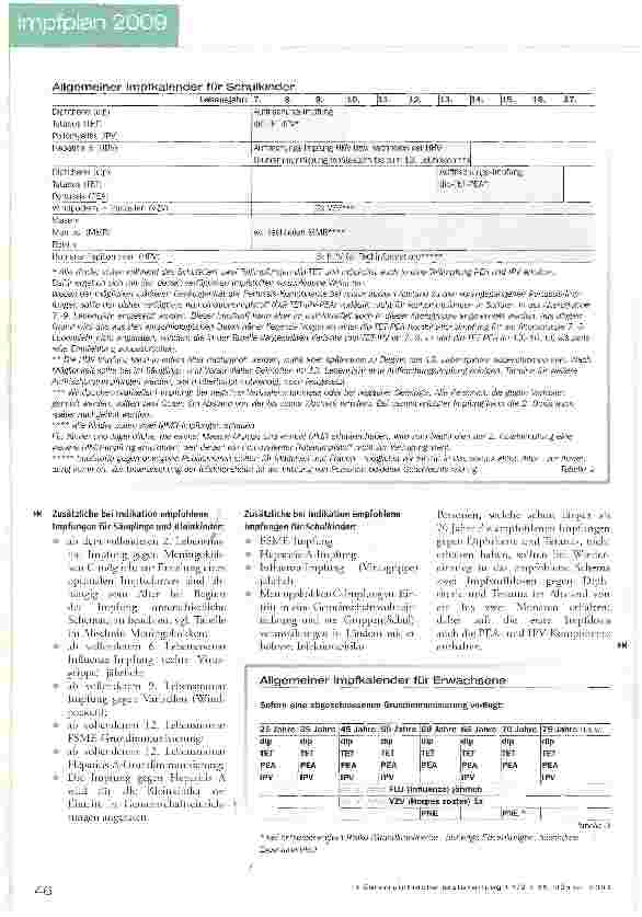 Vorschauseite 3: Impfplan 2009