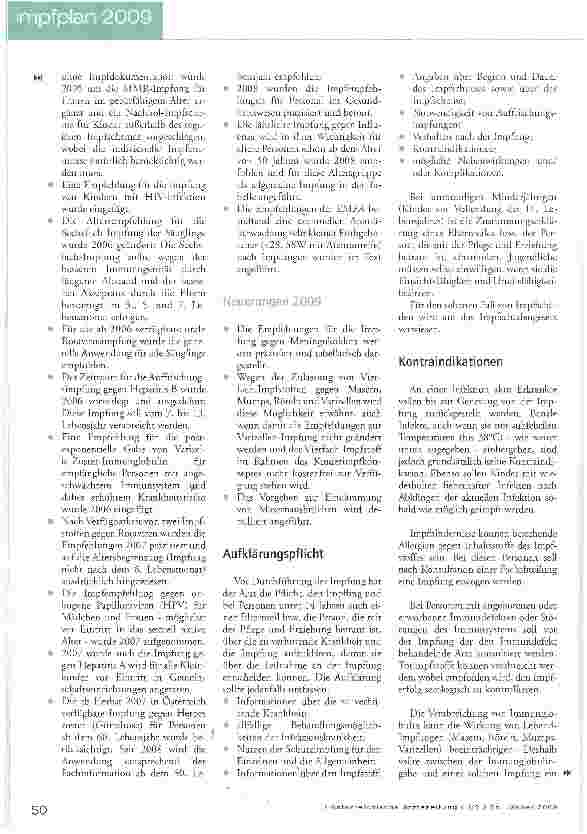 Vorschauseite 6: Impfplan 2009