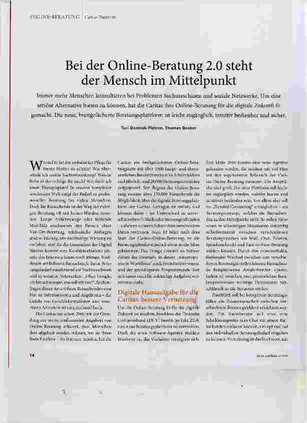 Vorschauseite 1: Bei der Online-Beratung 2.0 steht der Mensch im Mittelpunkt
