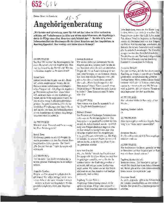 Vorschauseite 1: Diskussion: Angehörigenberatung