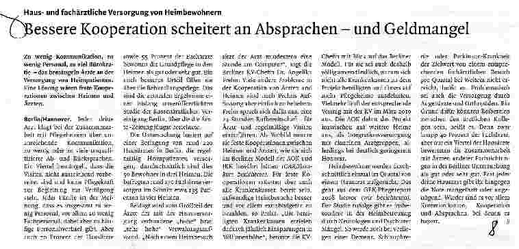 Vorschauseite 1: Bessere Kooperation scheitert an Absprachen - und Geldmangel