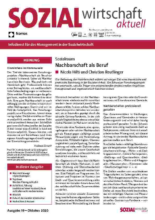 Vorschauseite 1: Sozialraum Nachbarschaft als Beruf