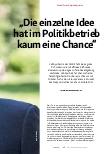 Vorschauseite 2: "Die einzelne Idee hat im Politikbetrieb kaum eine Chance."