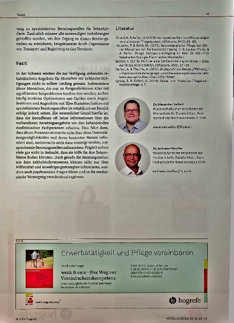 Vorschauseite 3: Überweisungslücken bei älteren Personen mit Sehproblemen
