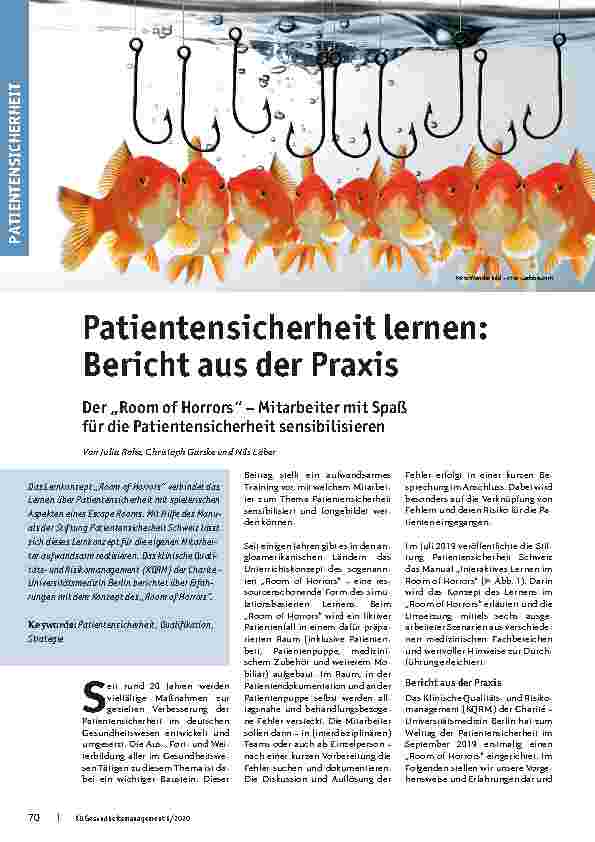 Vorschauseite 1: Patientensicherheit lernen: Bericht aus der Praxis