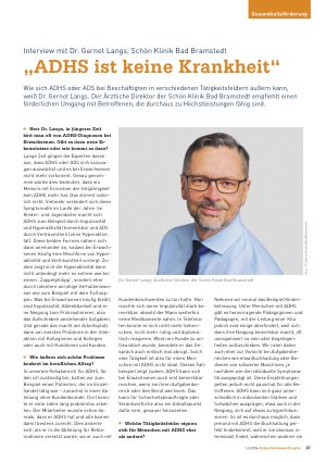 Vorschauseite 1: Interview mit Dr. Gernot Langs, Schön Klinik Bad Bramstedt „ADHS ist keine Krankheit“