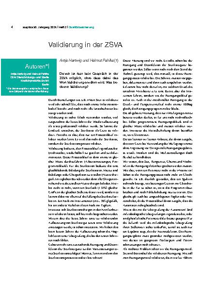 Vorschauseite 1: Validierung in der ZSVA
