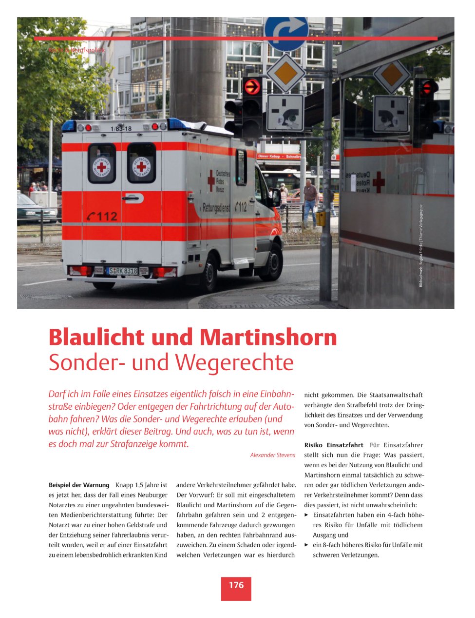 Vorschauseite 1: Blaulicht und Martinshorn - Sonderund Wegerechte