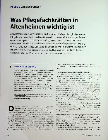 Vorschauseite 1: Was Pflegefachkräften in Altenheimen wichtig ist
