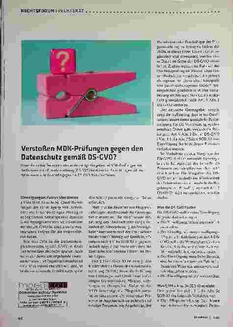 Vorschauseite 1: Verstoßen MDK-Prüfungen gegen den Datenschutz gemäß DS-GVO?