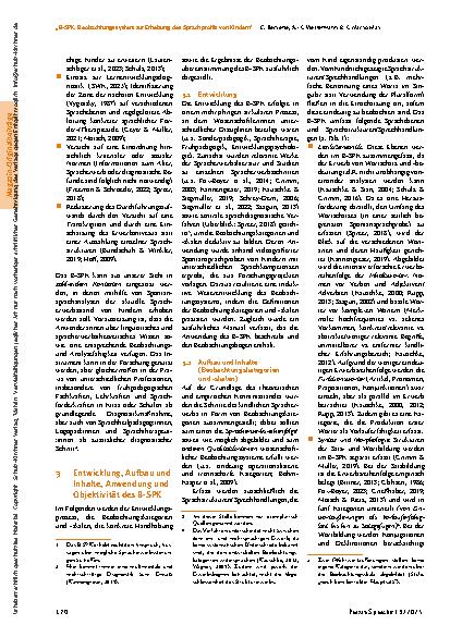 Vorschauseite 3: „B-SPK: Beobachtungssystem zur Erhebung des Sprachprofils von Kindern“ – ein Instrument zur Spontansprachanalyse