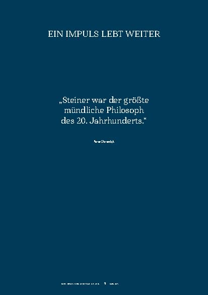 Vorschauseite 1: „Steiner war der größte mündliche Philosoph des 20. Jahrhunderts. “ Sein Leben
